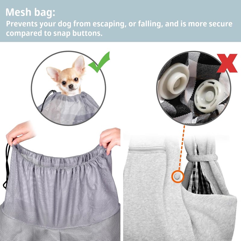 CUBY Dog and Cat Sling Carrier - Hands Free Breathable Mesh Small Dog Sling Carrier-Soft Pouch and Tote Design-Suitable for Puppy, Small Dog Cat Pets Carriers Sling Outdoor(Grey-Mesh,Adjust Strap 2.0) - Image 5