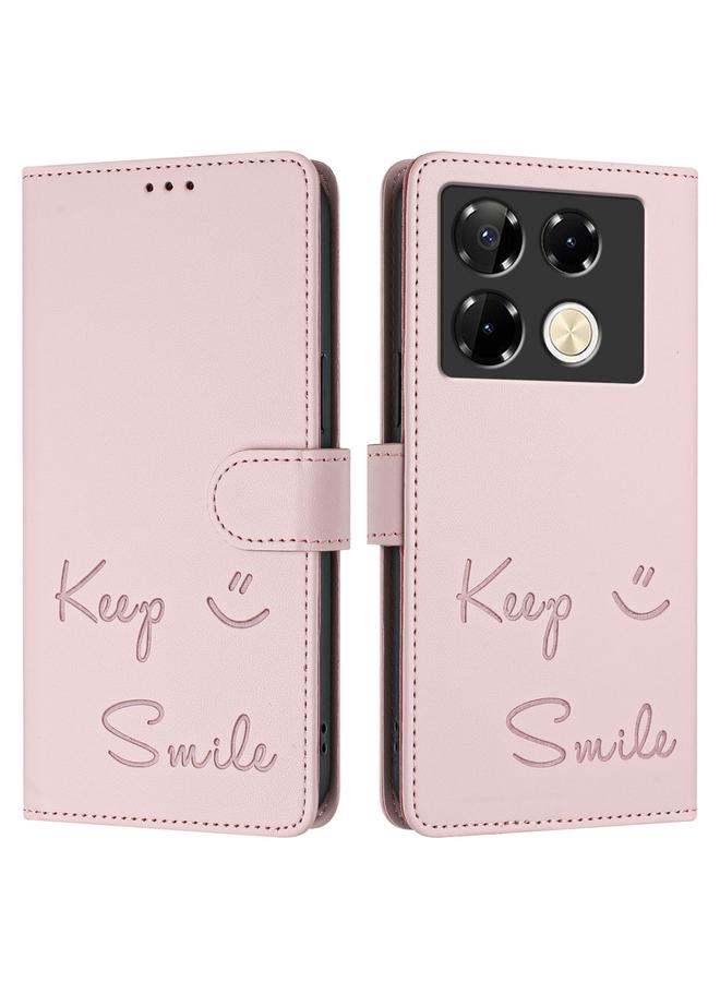 Zaboon Case For Infinix Note 40 Pro 5G X6851 Smile Embossing RFID Leather Phone Case - Image 3