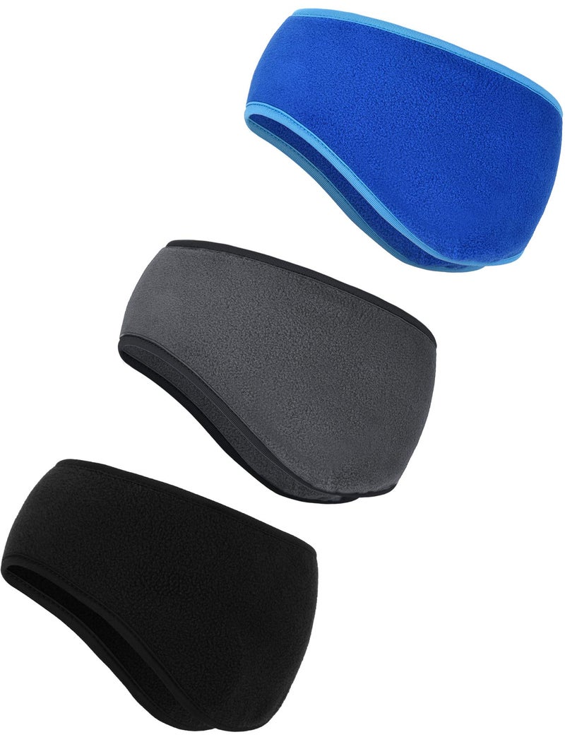 BBTO 3 Pcs Fleece Ear Warmers Muffs for Men Women Headband Ear Muffs Winter Covers for Cold Weather Running Cycling Ski(Black, Gray, Blue) - Image 1