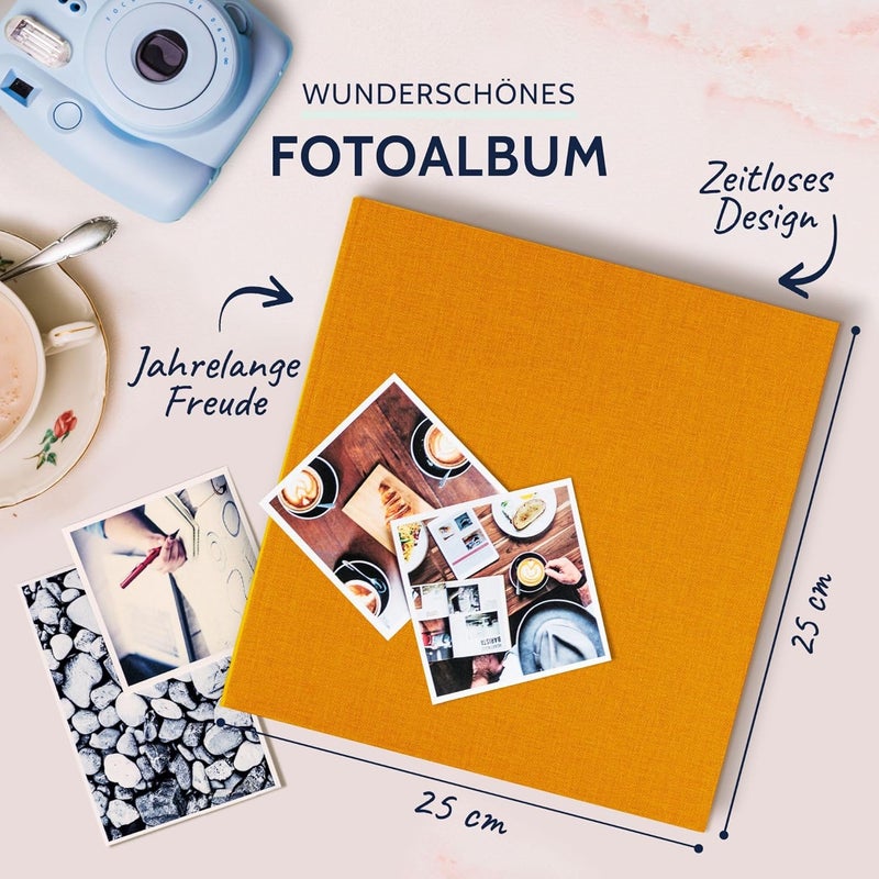 Goldbuch Summertime 24705 Photo Album, 25 x 25 cm, Photo Book with 60 White Pages & Glassine Dividers, Linen Photo Album, Memory Album, Yellow - Image 2