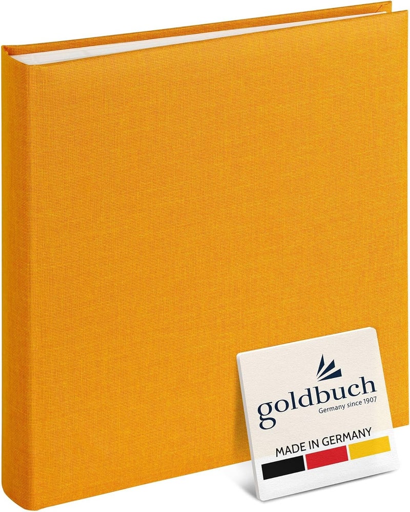 Goldbuch Summertime 24705 Photo Album, 25 x 25 cm, Photo Book with 60 White Pages & Glassine Dividers, Linen Photo Album, Memory Album, Yellow - Image 1