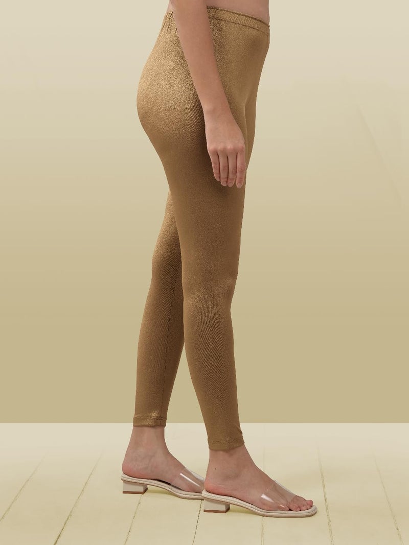 Lyra Women Solid Premium Cotton Ankle length Leggings | Mid-Waist | Fashionwear Copper - Image 3