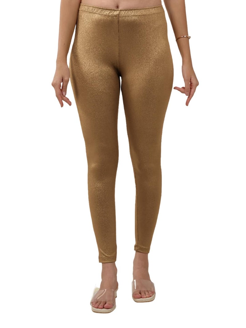 Lyra Women Solid Premium Cotton Ankle length Leggings | Mid-Waist | Fashionwear Copper - Image 1