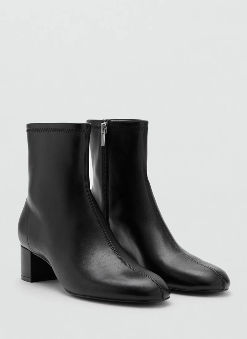 مانجو Round-toe block-heel ankle boots