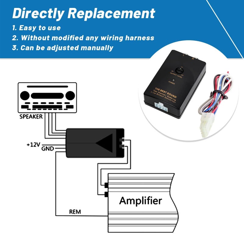 NuIth Car Audio Speaker Wire to RCA Line Output Converter, 2-Channel High to Low RCA Converter for Adding Amplifier Subwoofer to Stock Stereo - Image 4