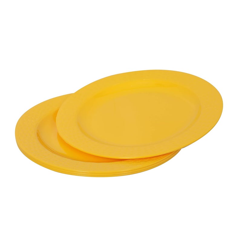 Cutting EDGE Plastic Round Breakfast Side Plates with MicrowaveDishwasherFreezer Safe Yellow Diameter 205 cm Set of 4 - Image 4