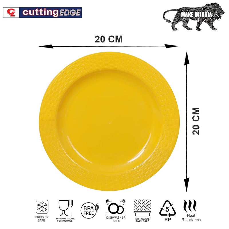 Cutting EDGE Plastic Round Breakfast Side Plates with MicrowaveDishwasherFreezer Safe Yellow Diameter 205 cm Set of 4 - Image 2