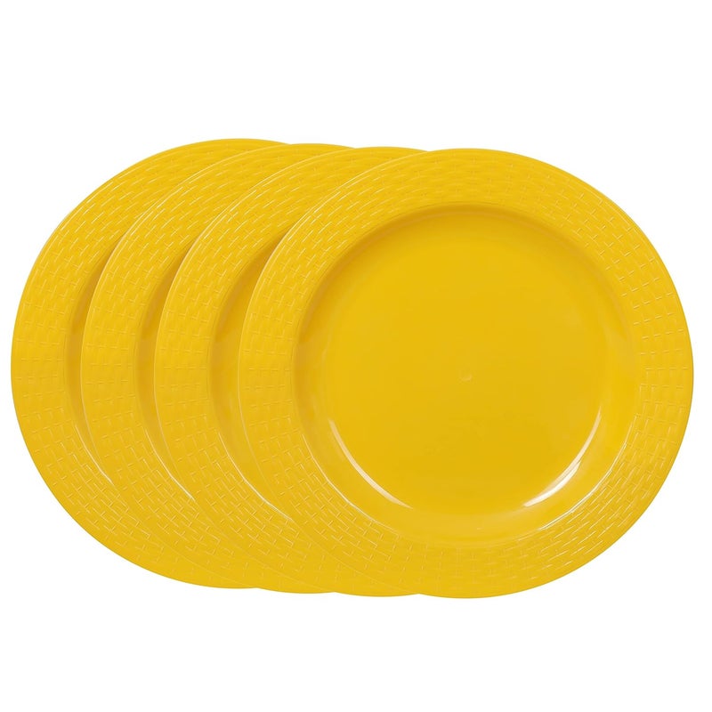 Cutting EDGE Plastic Round Breakfast Side Plates with MicrowaveDishwasherFreezer Safe Yellow Diameter 205 cm Set of 4 - Image 1