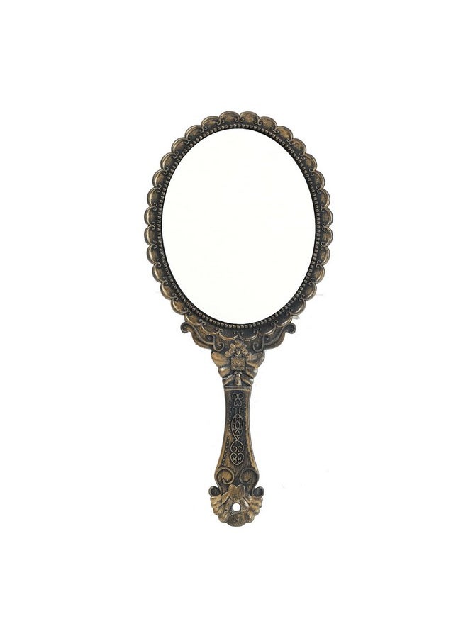 XPXKJ Handheld Mirror With Handle For Vanity Makeup Home Salon Travel Use (Rust Gold Oval)  - Image 1