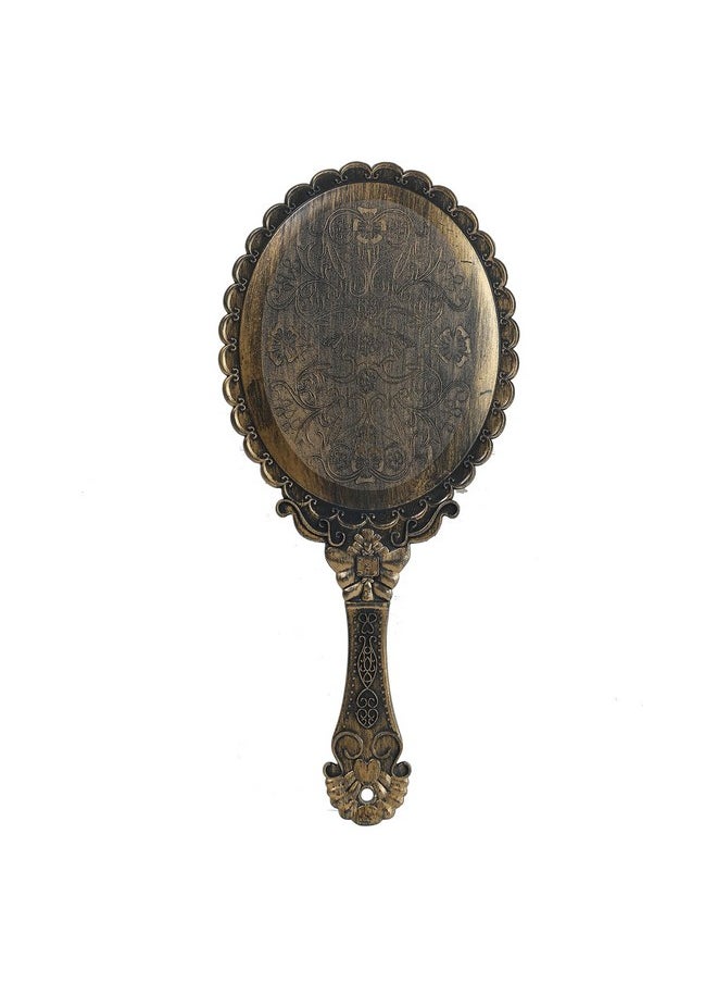 XPXKJ Handheld Mirror With Handle For Vanity Makeup Home Salon Travel Use (Rust Gold Oval)  - Image 2