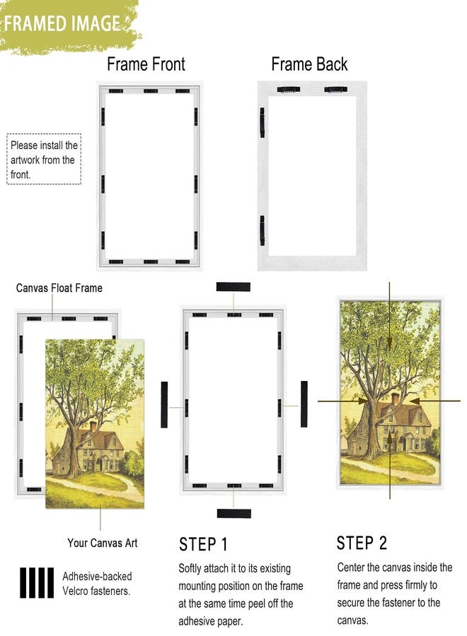 Abtgt 16x20 Canvas Floating Frame with 0.9" Deep, White Floater Frame for Canvas Paintings with Adhesive, Vertical or Horizontal Wall Art frame for Prints Oil Painting Diamond Decor, 1 Pack. - Image 2