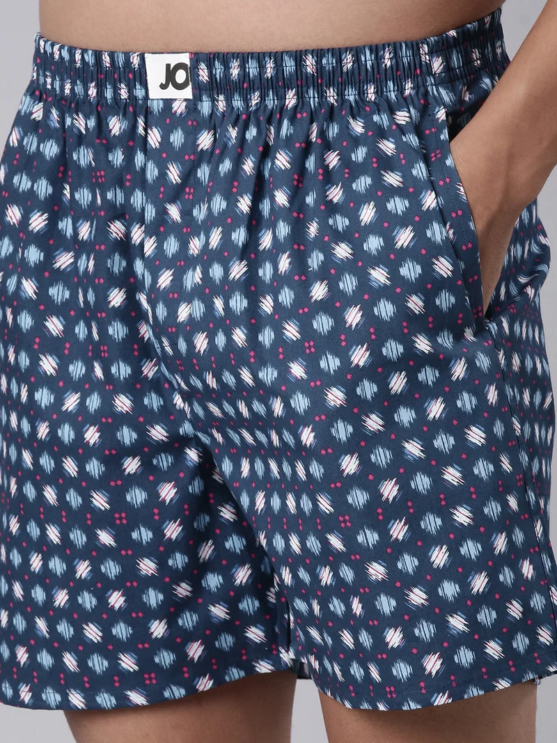 Joven Men Printed Pure Cotton Side Pocket Boxers Pack of 2