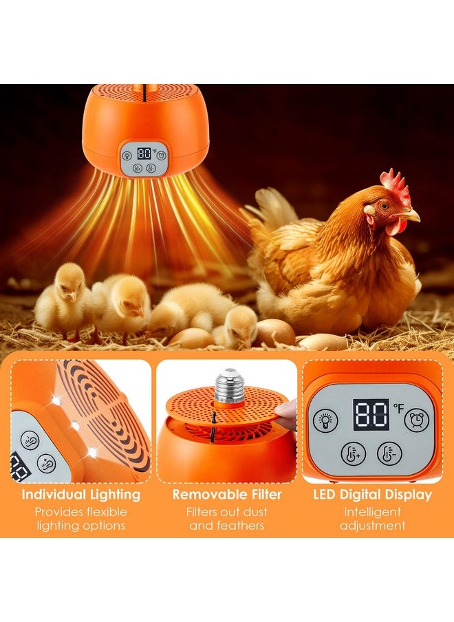 2 Pack Chicken Coop Heater, Timing Heat Lamp For Chickens, Remote Control Adjustable Temp Chicken Brooder Heater, 5 Ft Ultra Long Cable Reptile Heating Lamp For Chicks Duck Dog Cats