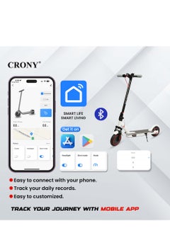 Crony M365 250w Motor E-Scooter 25-45km/H High Speed, 36v/7.8ah Battery, 10-25km Range, Front Suspension, Rear Disc Brakes, Aluminum Alloy Frame, 100kg Max Load, Led Headlamp, App Connectivity, Foldable & Portable Electric Scooter For Adults & Kids, Electric Scooter For Commuting & Leisure, Long-Range Motorized Scooter With Easy Folding, Lightweight High-Performance Commuter Skateboard，White  - Image 2