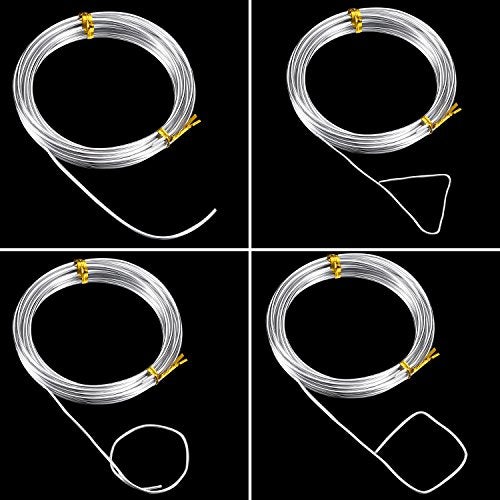 BBTO سلك حرفة الألمنيوم BBTO، 4 أحجام (1 مم، 1.5 مم، 2 مم و 2.5 مم في السماكة) سلك معدني قابل للانحناء للنحت والحرف اليدوية، 4 لفات، كل لفة 16.4 قدم (فضي) - Image 3