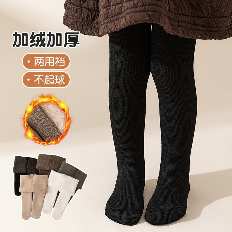 Baby Girls' Leggings Winter Dance Pants Children'S Fleece-Lined Thickened Pantyhose Girls' Winter Warm Socks - Image 2