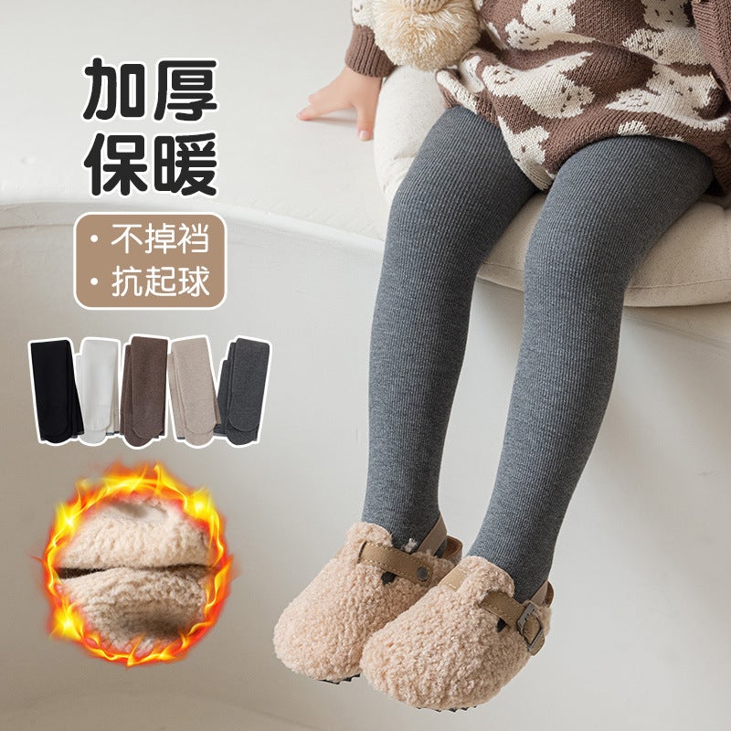 Baby Girls' Leggings Winter Dance Pants Children'S Fleece-Lined Thickened Pantyhose Girls' Winter Warm Socks - Image 3