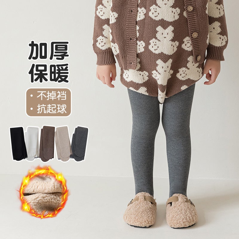 Baby Girls' Leggings Winter Dance Pants Children'S Fleece-Lined Thickened Pantyhose Girls' Winter Warm Socks - Image 4