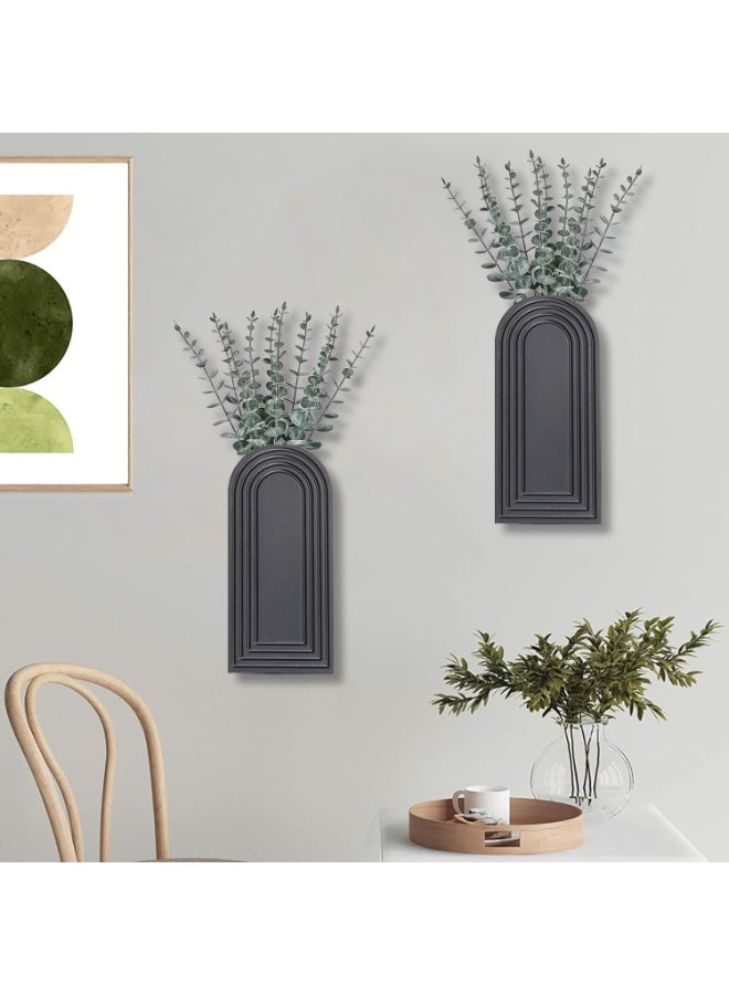 كيلا مجموعة من 2 مزهريات خشبية للجدار، بلمسة نهائية سوداء، ديكور حضري عصري وديكور بوهيمي للجدار لمدخل المنزل، الردهة، الحمام، غرفة المعيشة، غرفة الطعام، المساحات الضيقة - Image 3