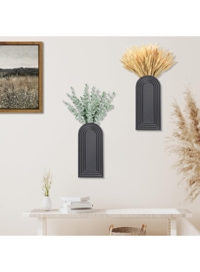 كيلا مجموعة من 2 مزهريات خشبية للجدار، بلمسة نهائية سوداء، ديكور حضري عصري وديكور بوهيمي للجدار لمدخل المنزل، الردهة، الحمام، غرفة المعيشة، غرفة الطعام، المساحات الضيقة - Image 5