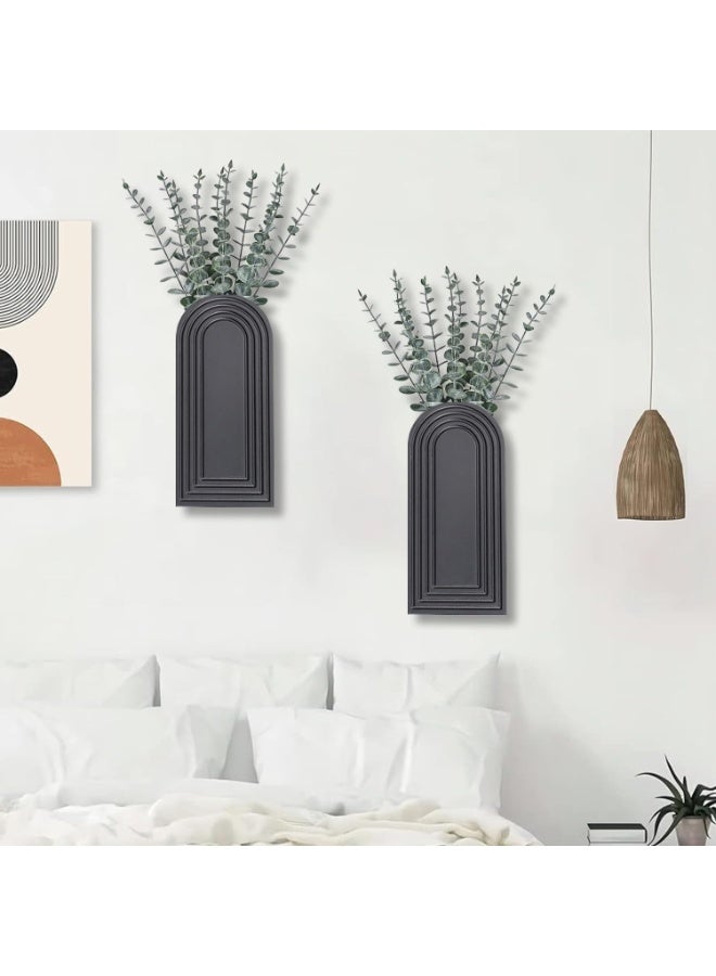 كيلا مجموعة من 2 مزهريات خشبية للجدار، بلمسة نهائية سوداء، ديكور حضري عصري وديكور بوهيمي للجدار لمدخل المنزل، الردهة، الحمام، غرفة المعيشة، غرفة الطعام، المساحات الضيقة - Image 4