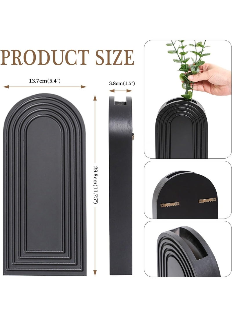 كيلا مجموعة من 2 مزهريات خشبية للجدار، بلمسة نهائية سوداء، ديكور حضري عصري وديكور بوهيمي للجدار لمدخل المنزل، الردهة، الحمام، غرفة المعيشة، غرفة الطعام، المساحات الضيقة - Image 2