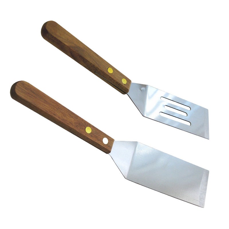 Chef Craft Set of 2 Stainless Steel Mini Wood Handle, Slotted Solid Blade Cookie Spatula, Silver - Image 5