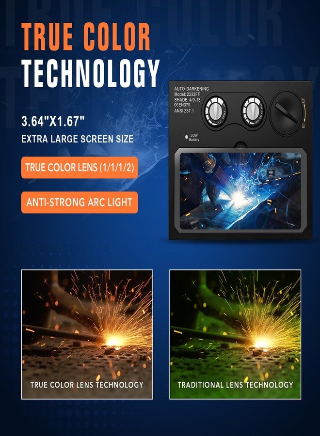 TRQWH Welding Lens - Solar Auto Darkening Welding Helmet Lens True Color Technology with 2 Arc Sensor Ajustable Shade Range 4/9-13 Automatic LCD Lens Dimming Shade Filter 4.33x3.54in Auto Welding Lens - Image 2
