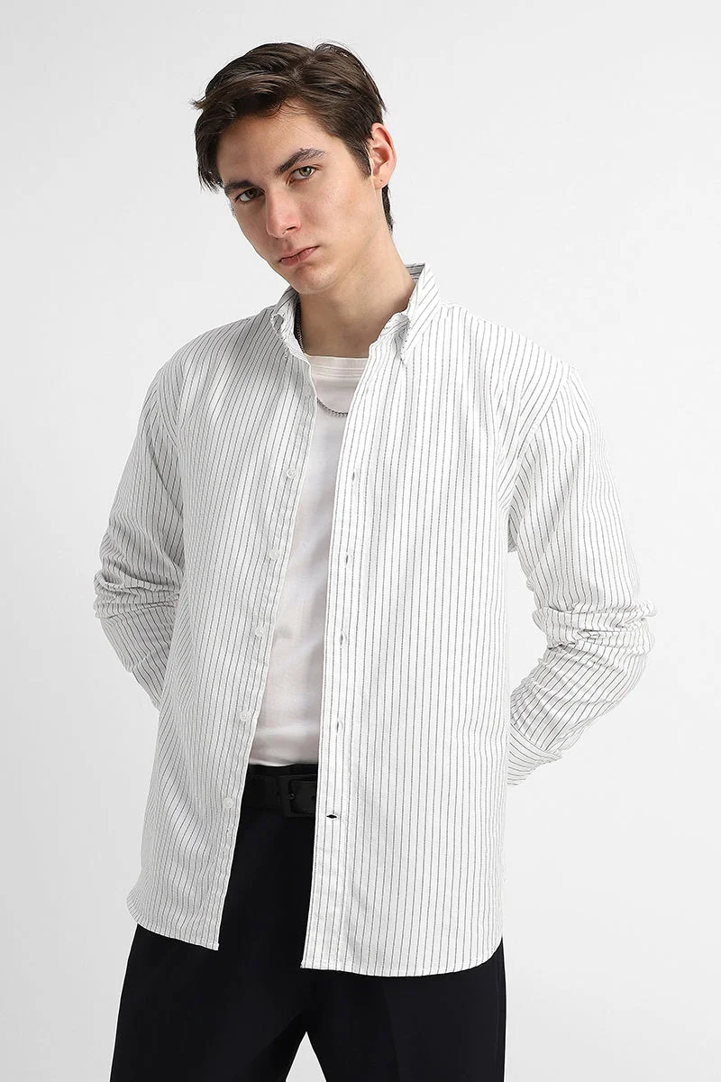 SNITCH قميص قطني % مخطط بقصة عادية