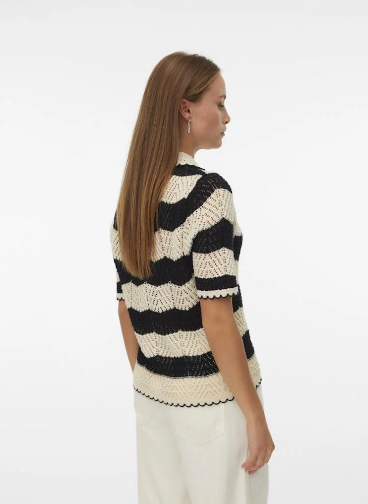 VERO MODA Striped Polo Neck Cardigan