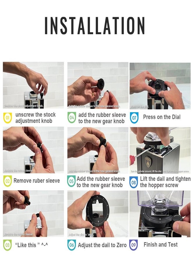 Sesama Aluminum Grinder Setting Dial for Eureka Mignon |Solid Aluminum Dial Faceplate | Eureka Mignon Grinder DIY Replacement Parts Accessories| Effortless Grind Adjustments, Classical, Black - Image 3