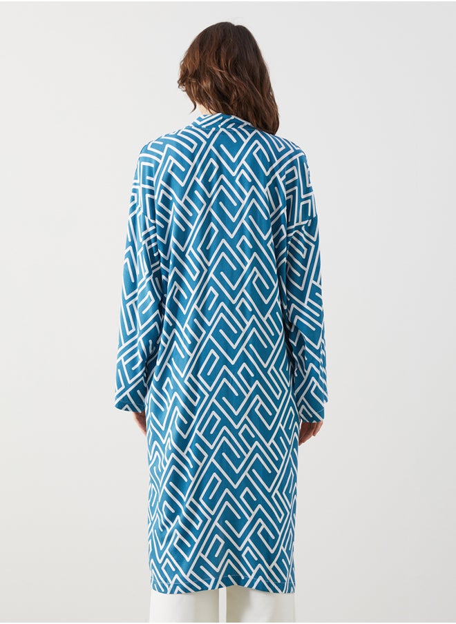 LC WAIKIKI Shawl Neck Patterned Long Sleeve Kimono  - Image 4