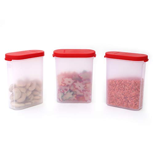 Mahaware Modular Mini Oval Airtight Kitchen Storage Container Set of 6 (275ml) – Red Plastic Box for Food, Masala & Dal; Grain Organiser Jars for Spices & Dry Items - Image 4