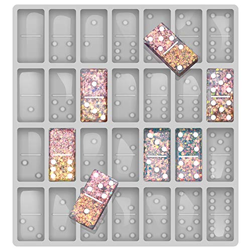 LUOWAN Professional Domino Molds for Resin Casting Jumbo Domino Molds for Resin Casting Double 6 Dominoes Mold, Shiny & No Scratches & Durable,8.86 x 9.25 x 0.39 inch 230g (New Version - Image 1