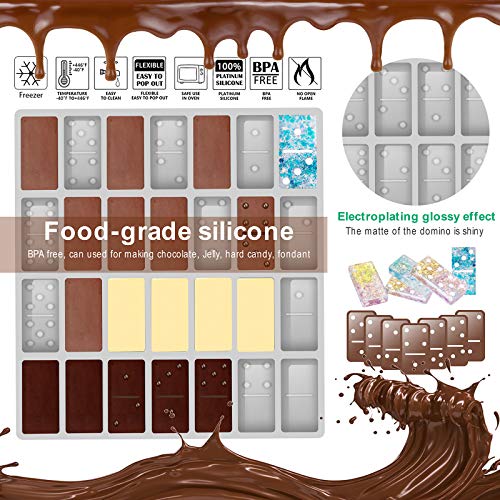 LUOWAN Professional Domino Molds for Resin Casting Jumbo Domino Molds for Resin Casting Double 6 Dominoes Mold, Shiny & No Scratches & Durable,8.86 x 9.25 x 0.39 inch 230g (New Version - Image 4