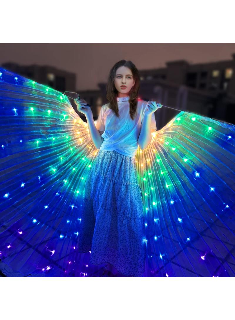 Bluejw Belly Dance Adjustable Led Isis Wings Cloak Dancing Props Accessories LED Wing Belly Dance Glow Light Up Costume Party Club Wear Wings With Sticks - Image 4