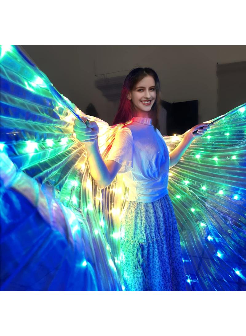 Bluejw Belly Dance Adjustable Led Isis Wings Cloak Dancing Props Accessories LED Wing Belly Dance Glow Light Up Costume Party Club Wear Wings With Sticks - Image 3