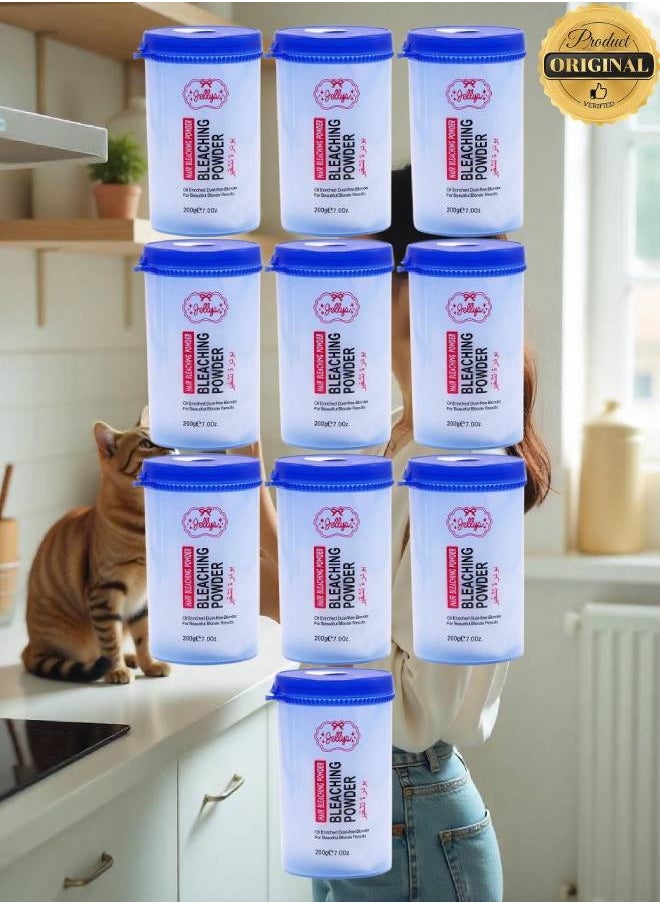 JELLY 10 Pieces Hair Bleaching Powder Oil Enriched Dust Free Blonder For Beautiful Blonde Results 200g  - Image 1