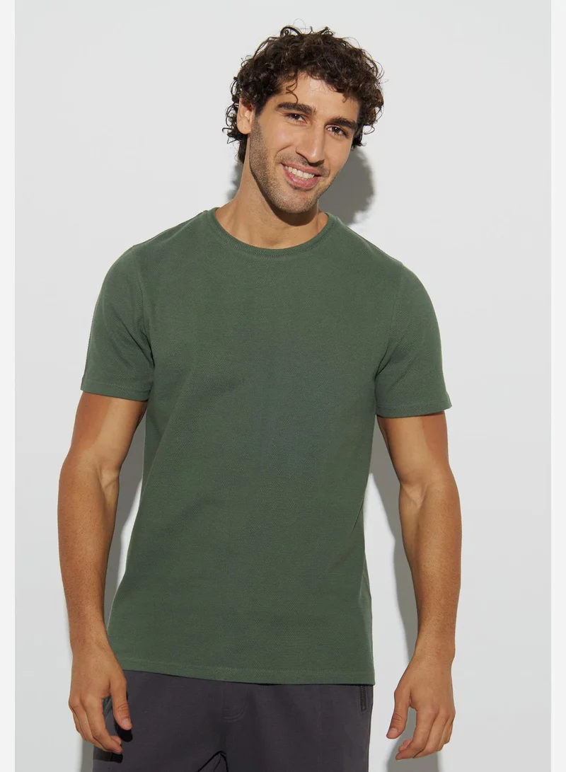 Iconic Popcorn Textured Crew Neck T-Shirt