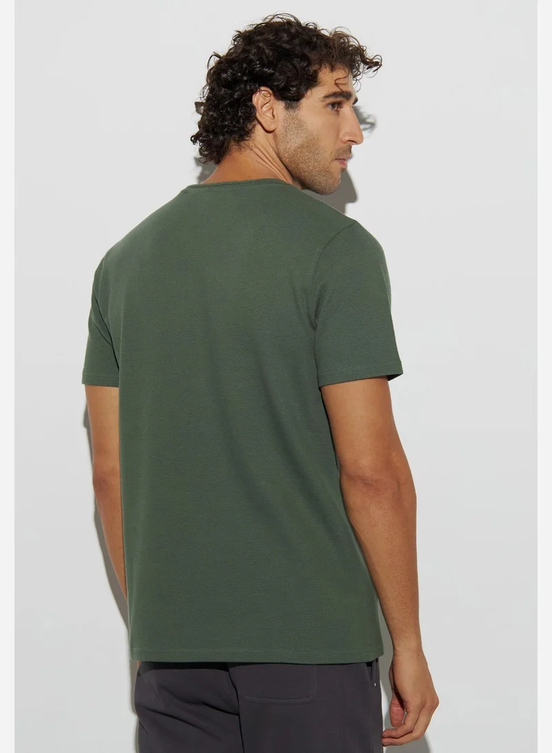 Iconic Popcorn Textured Crew Neck T-Shirt