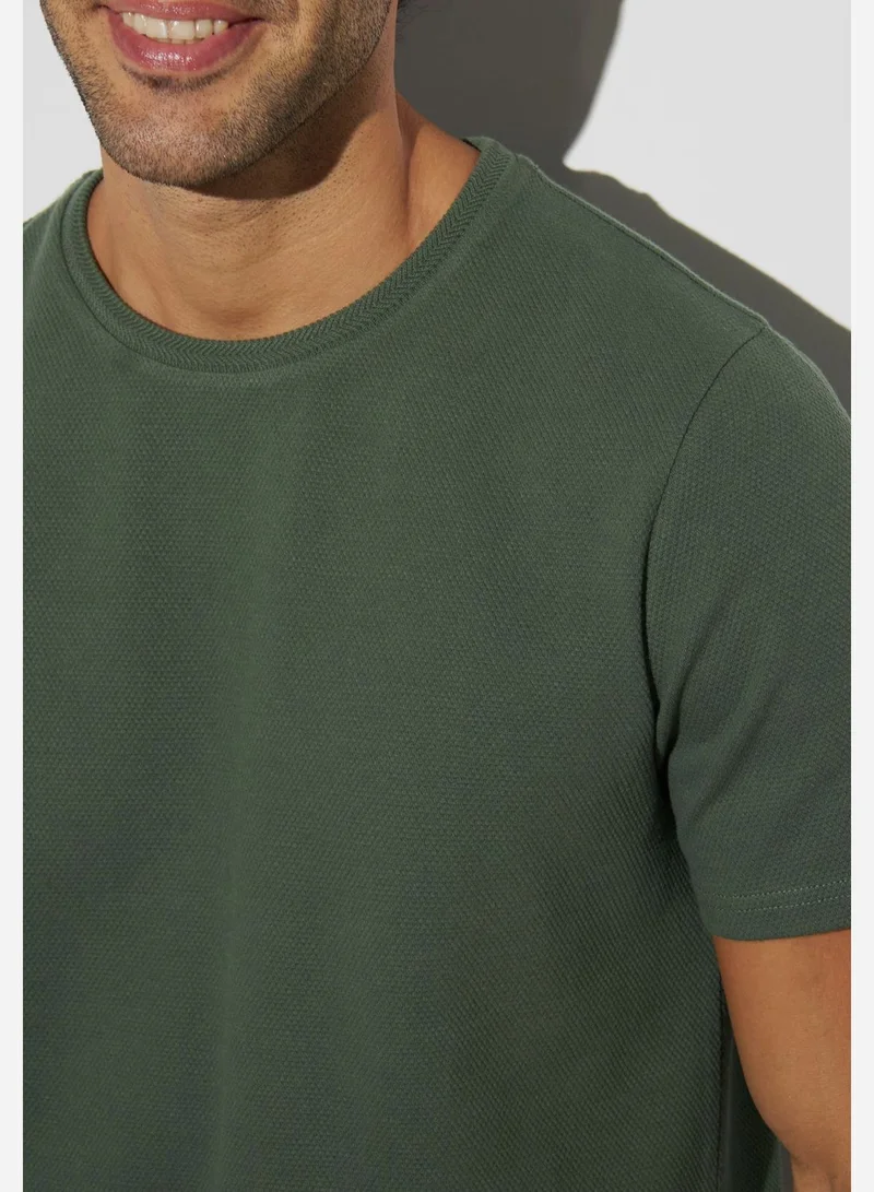 Iconic Popcorn Textured Crew Neck T-Shirt