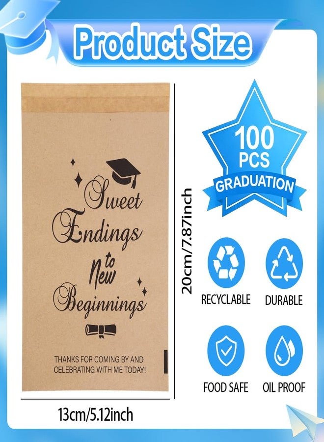 eowqeiur 100 PCS Paper Graduation Candy Bags(5.1x7.9 Inch Kraft One Smart Food Popcorn Cookie Treat Bags Goodie Snack Gifts Wrap Congrats Grad Graduation Party Favors Supplies Decorations 2026 Table Decor - Image 2
