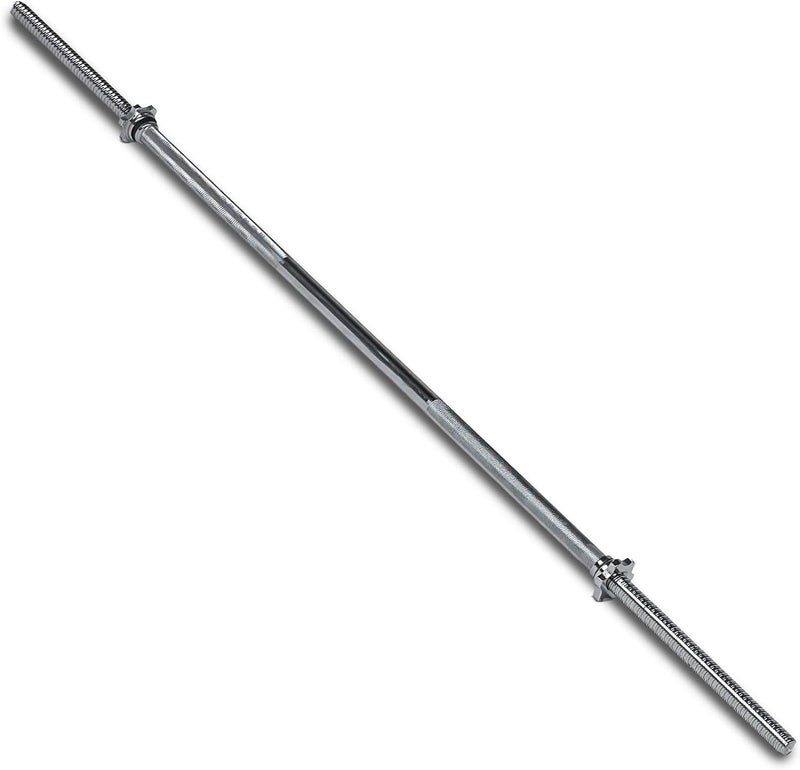 PRIME TAG Straight Barbell Weight Bar – Solid Steel Threaded Design with Spinlock Nuts for Weightlifting, Strength Training & Home Gym 1-Inch Solid Steel-120 cm - Image 1