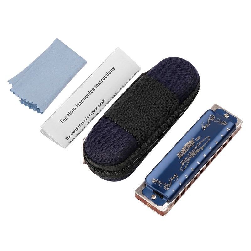 Eison Easttop Professional Harmonica Blues Key of C 10 Hole 20 Tone Heavy Duty with Case & Cleaning Cloth for Professional Player, Beginner, Students, Best Gift - Image 2