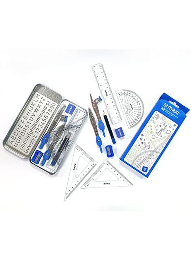 ماكسي طقم هندسي 10 قطع بالإضافة إلى قلم جرافيت Hb 12 قطعة × 1 صندوق بالإضافة إلى مقص آمن للأطفال - Image 2