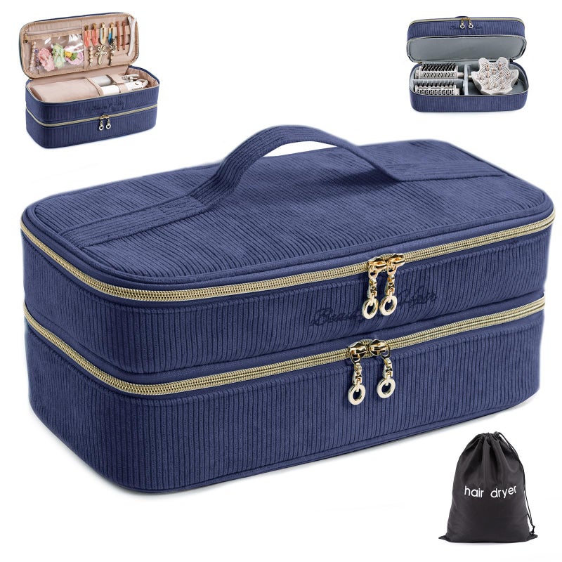 ELCUPA Doublelayer Hair Tools Travel Case with Black Hair Dryer Bag with Detachable Divider compatible with Shark FlexStyleSmoothStyle Flat Curling Iron Travel Organizer - Image 2
