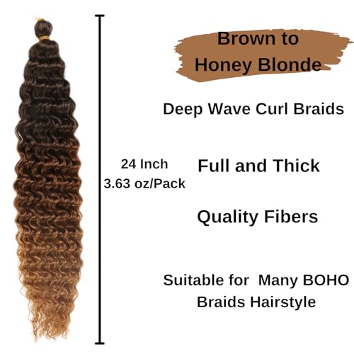 Leticia Ombre 1B/30/27 Braiding Hair Pre stretched Brown to Honey Blonde Boho Hair for Braiding Knotless Curly Crochet Braids Ez Braid Synthetic Twist - Image 3