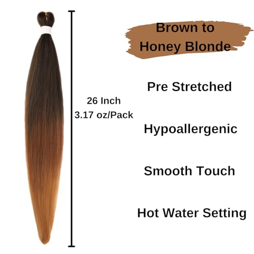 Leticia Ombre 1B/30/27 Braiding Hair Pre stretched Brown to Honey Blonde Boho Hair for Braiding Knotless Curly Crochet Braids Ez Braid Synthetic Twist - Image 2
