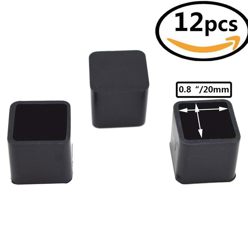 Spzcdza 4/5 Inch Rubber Square Feet Furniture Table Chair Leg Foot Cover Caps Chair Leg Floor Protectors, Prevent Scratches, Wood Floor Protector 12Pcs 4/5"" X 4/5"" Black - Image 2