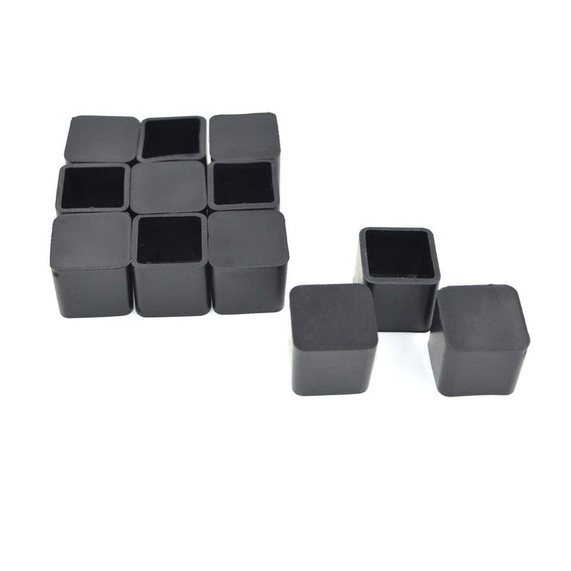 Spzcdza 4/5 Inch Rubber Square Feet Furniture Table Chair Leg Foot Cover Caps Chair Leg Floor Protectors, Prevent Scratches, Wood Floor Protector 12Pcs 4/5"" X 4/5"" Black - Image 1